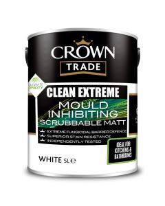 Crown Trade Clean Extreme Mould Inhibiting Scrubbable Matt White 5 Litre