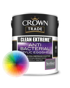 Crown Trade Clean Extreme Anti Bacterial Acrylic Eggshell - Tinted Colours - 5 Litre