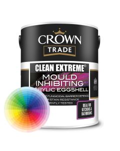 Crown Trade Clean Extreme Mould Inhibiting Acrylic Eggshell - Tinted Colours - 5 Litre