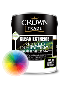 Crown Trade Clean Extreme Mould Inhibiting Scrubbable Matt Tinted Colours - 5 Litre