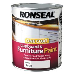 Ronseal One Coat Cupboard and Furniture Paint White Satin 750ml