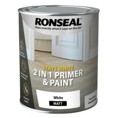 Ronseal Stays White 2in1 Primer and Paint White Matt