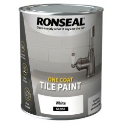 Ronseal One Coat Tile Paint White Gloss 750ml