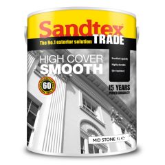 Sandtex Trade High Cover Smooth Masonry Paint - Mid Stone 5 Litre