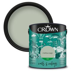Crown Walls & Ceilings Silk Emulsion - Mellow Sage - 2.5 Litre