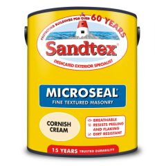 Sandtex Microseal Fine Textured 15 Year Weatherproof Masonry Paint - Cornish Cream