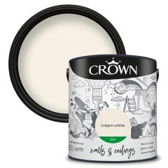 Crown Walls & Ceilings Silk Emulsion - Cream White - 2.5 Litre