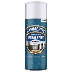 Hammerite Hammered Direct To Rust Metal Paint Aerosol Silver 400 ml
