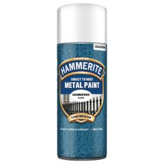 Hammerite Hammered Direct To Rust Metal Paint Aerosol White 400 ml