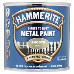 Hammerite Smooth Direct To Rust Metal Paint Gold