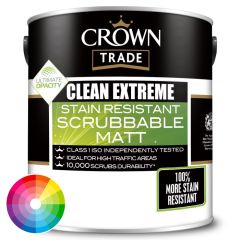Crown Trade Clean Extreme Stain Resistant Scrubbable Matt Crystal Dark Base Tinted Colour