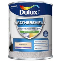 Dulux Weathershield Quick Dry Satin Celtic Cream 750 ml