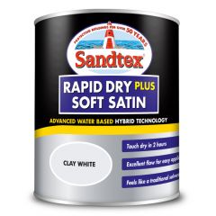 Sandtex Rapid Dry Plus Soft Satin Paint - Clay White 750ml