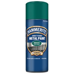 Hammerite Smooth Direct To Rust Metal Paint Aerosol Dark Green 400 ml