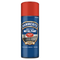 Hammerite Smooth Direct To Rust Metal Paint Aerosol Red 400 ml