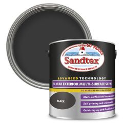 Sandtex 10 Year Exterior Satin Multi Surface Paint - Black
