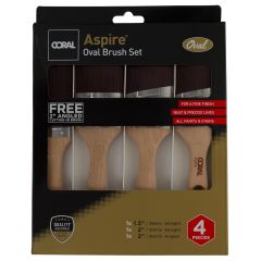 Coral Aspire Oval Paint Brush Set 4 Pack