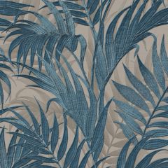 Design ID Grace Tropical Palm Leaf Petrol Blue & Beige Wallpaper