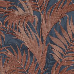 Design ID Grace Tropical Palm Leaf Blue & Copper Wallpaper
