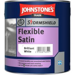 Johnstones Trade Stormshield Flexible Satin Paint - Brilliant White 2.5 Litre

