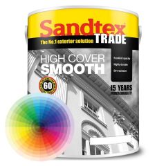 Sandtex Trade High Cover Smooth Masonry Paint - Tinted Colours - 5 Litre