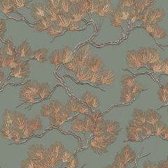 Design ID Wall Fabric Pine Tree Sage & Gold Wallpaper