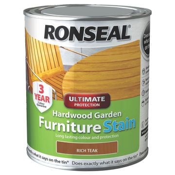 Ronseal Ultimate Protection Hardwood Garden Furniture Stain Rich Teak 750ml