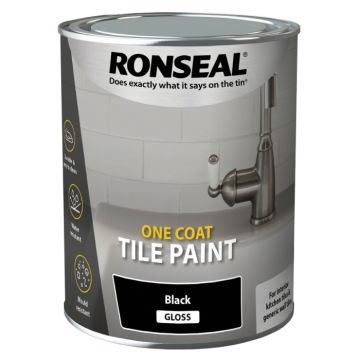 Ronseal One Coat Tile Paint Black Gloss 750ml