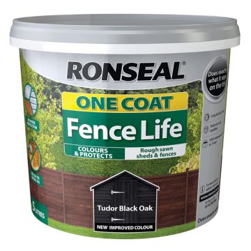 Ronseal One Coat Fence Life Tudor Black Oak 5 Litre