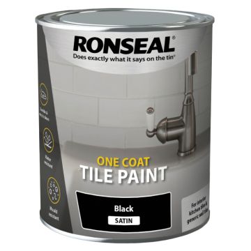 Ronseal One Coat Tile Paint Black Satin 750ml