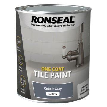 Ronseal One Coat Tile Paint Cobalt Grey Gloss 750ml