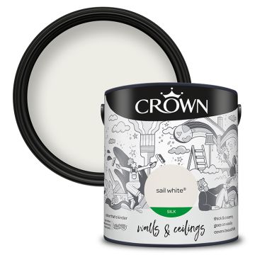 Crown Walls & Ceilings Silk Emulsion - Sail White - 2.5 Litre