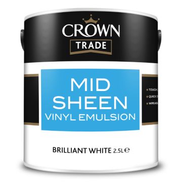 Crown Trade Mid Sheen Vinyl Emulsion Brilliant White