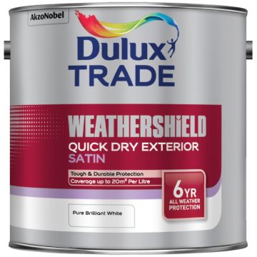 Dulux Trade Weathershield Quick Dry Exterior Satin Pure Brilliant White