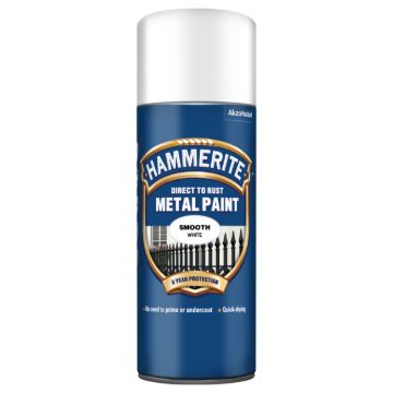 Hammerite Smooth Direct To Rust Metal Paint Aerosol White 400 ml
