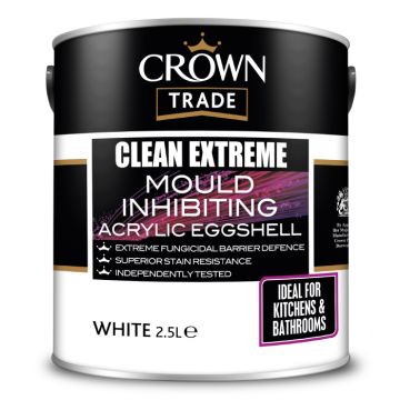 Crown Trade Clean Extreme Mould Inhibiting Acrylic Eggshell White