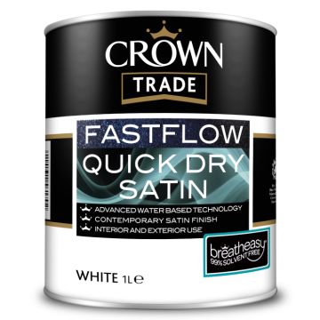 Crown Trade Fastflow Quick Dry Satin White