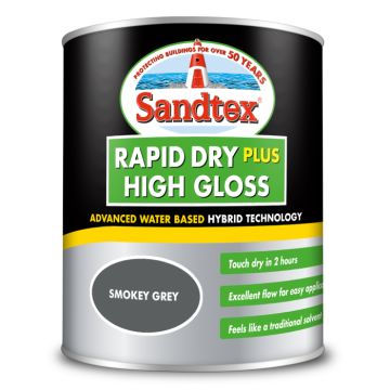 Sandtex Rapid Dry Plus High Gloss - Smokey Grey - 750ml