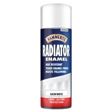 Hammerite Radiator Paint Satin Aerosol White 400 ml