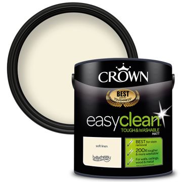 Crown Paints Easyclean Matt - Soft Linen - 2.5 Litre