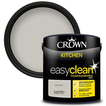 Crown Paints Easyclean Kitchen Matt with Greaseguard+ - Grey Putty
