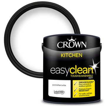 Crown Paints Easyclean Kitchen Matt with Greaseguard+ - Pure Brilliant White