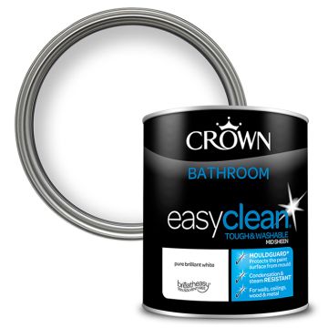 Crown Paints Easyclean Bathroom Mid Sheen with Mouldguard+ - Pure Brilliant White