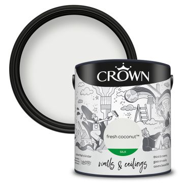 Crown Walls & Ceilings Silk Emulsion - Fresh Coconut - 2.5 Litre