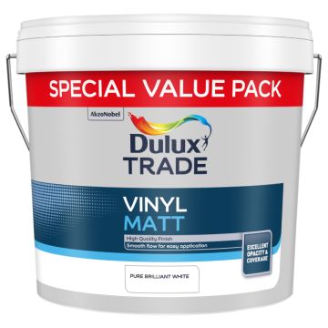 Dulux Trade Vinyl Matt Pure Brilliant White 7.5 Litre