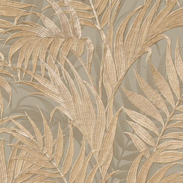 Design ID Grace Tropical Palm Leaf Sage Green & Gold Wallpaper