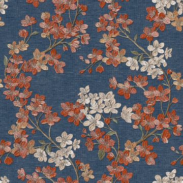 Design ID Grace Cherry Blossom Deep Blue & Copper Wallpaper