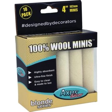 Axus 100% Natural Wool Mini Roller Sleeves - 10 Pack - 4"