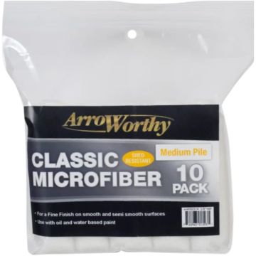 Arroworthy Classic Microfiber Micro Roller Sleeves Medium Pile - 10 Pack - 4"