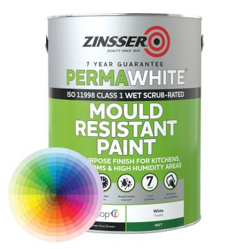 Zinsser Perma White Interior Matt Paint - Tinted Colour | Anti Mould Paint | Anti Damp Paint | Mould Killer Paint